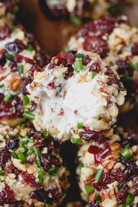 Cranberry Nut Cream Cheese Balls With Cream Cheese, Cinnamon, Honey, Nuts, Dried Cranberries, Chive