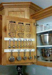 This listing is for my Mason jar themed measurement conversion/equivalent chart and utensil label decal set, perfect for organizing your kitchen! I created this set because I had measuring cups and spoons cluttering up precious drawer space and I could never find what I was looking for.