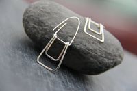 Sterling silver or copper geometric rectangle dangle earrings