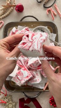 A delicious recipe for Candy Cane Marshmallows, perfect for the holidays! Recipe: https://www.thisjess.com/candy-cane-marshmallows/