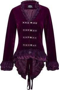 Amazon.com: Glam and Gloria Womens Purple Velvet Victorian Steampunk Tail Jacket with Back Lacing – Size US 4 : Clothing, Shoes & Jewelry