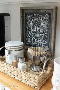 I love this coffee station!! Organizing the Kitchen: Our New Coffee Station - Driven by Decor