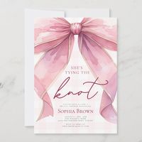 Chic Coquette Pink Bow Bridal Shower Invitation