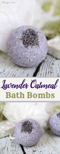 Lavender Oatmeal Bath Bombs Recipe for a relaxing skin soothing bath. Great DIY gift for Mom!