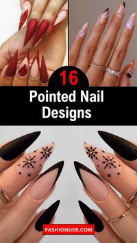 Get inspired by 16 summer pointed nail designs that will leave you saying wow. Perfect for adding an edge to your look, these designs feature bold colors and intricate patterns. Pointed nails are not only stylish but also make a strong fashion statement. Elevate your summer style with these trendy nail designs. Show off your fierce and fabulous nails this season. #SummerNails #PointedNails #NailDesigns #FashionNails #WowFactor