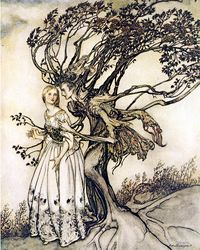 Grabbed By The Knotted Hands of a Tree - by Arthur Rackham