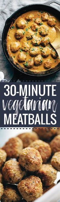 30 Minute Vegetarian Meatballs: made with cauliflower, quinoa, brown rice, garlic, and spices. SUPER versatile - recipe makes a huge batch so you can stockpile them in your freezer for easy meals later! | pinchofyum.com