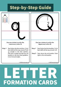 These cards contain step-by-step instruction on how to write the letter using the continuous method. Use these cards as a guide when #teaching how to write the #Uppercase and #Lowercase #Letters.