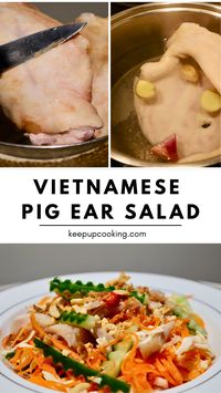 Yes, salad made of pig ear! Pig ear is one of the favorite part of a pig in Vietnamese Cuisine such as fermented pig ear, boiled pig ear... Pig ear salad is a perfect combination between crispy, chewy pig ear and fresh vegetables.