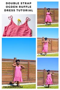 Hack the Ogden Cami sewing pattern to make a fun, flirty ruffle dress with double straps perfect for summer or layering. Details on the blog now! Click over to read more. #truebias #ogdencami #sewingpattern #pdfpattern #sewingtutorial #diytutorial #apparelsewing #diydress