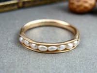 Solid 14k Gold Petite Pearl Stack Ring, Pearl Ring, Pearl Band Ring, Classic Pearl Ring, Stack Ring,14k, Pearl, Siren Jewels, Gifts for Her - Etsy