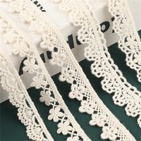 14 yards flower cotton lace trim, scalloped border cotton lace trim, sold by one pack in 14 yards. Listing is for 14 yards. ☀Width:  A: 1.8 cm, 0.7'' B: 1.5 cm, 0.59'' C: 1.3 cm, 5.1'' D: 1.3 cm, 5.1'' E: 1.6 cm, 0.63'' ☀Material:  cotton ☀Quantity:  14 yards. ( Additional quantity is also available) Notice: the longest length of the lace trim is about 14 yards. This lace trim is suitable for wedding dress, smock dress, underwear, bra's decor, dresses, doll dress, bridal clothing, prom gown, hom