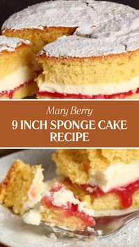 This Mary Berry 9 Inch Sponge Cake is made with caster sugar, butter, self-raising flour, eggs, vanilla extract, and icing sugar. Prepare it in 50 minutes and enjoy serving up to 10 slices.