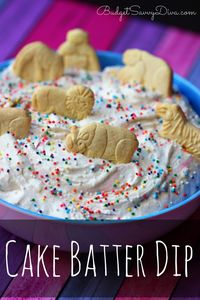 This Dip is Every Child's Dream - So Simple To Make - So Delicious - Cake Batter Dip Recipe #dip #dessert #sprinkles #cake #kids #recipe #budgetsavvydiva via budgetsavvydiva.com