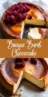 Basque Burnt Cheesecake  Ingredients:  500g cream cheese, room temperature 1 cup (200g) sugar 4 large eggs 1 1/4 cups (300ml) heavy cream 1/4 cup (30g) all-purpose flour, sifted 1/2 teaspoon salt 1 teaspoon vanilla extract  #Basque #Burnt #Cheesecake