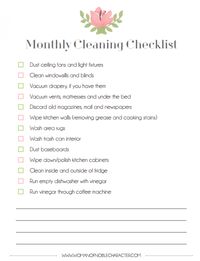 Use this monthly cleaning checklist to stay on top of cleaning your home without stress and by doing a bit at a time. Free printable. #cleaning #monthlycleaning #cleaningchecklist #freeprintable #cleanhome #housecleaning #cleaninghelps