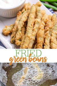 Crispy Fried Green Beans will make all of your appetizer dreams come true. They are breaded and fried to crunchy perfection! #friedgreenbeans #greenbeans #crispyfriedgreenbeans #appetizers #friedgreenbeanrecipe