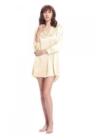 Short Women Silk Nightshirt White