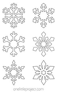 Over 35 free printable snowflake template pages to use for crafts and colouring. There are 12 different snowflake outline shapes that you can find in all different sizes! These snowflake templates are perfect for Christmas crafts or any winter activity where you might need a snowflake shape.