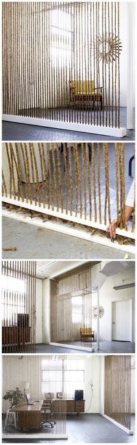 DIY Rope Wall. Awesome idea for an office!