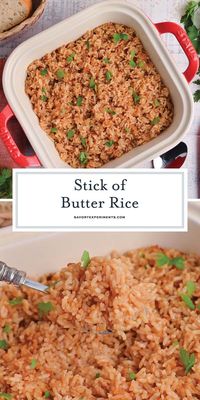 Stick of Butter Rice will soon be your favorite side dish. This simple recipe uses only a few ingredients like beef broth and onion soup mix!