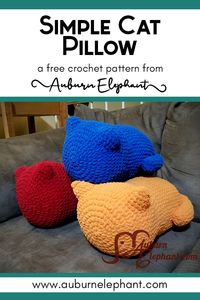 Simple Cat Pillow - Auburn Elephant