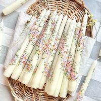 Floral Hand Painted Taper Candles Dinner Candles Wedding - Etsy