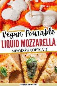 Vegan Pourable Liquid Mozzarella is a must try. You will use cashews, tapioca starch, miso paste, vinegar and a few other ingredients. Great for making a delicious vegan pizza that is a cheesy delight. This is a Miyoko's copycat vegan mozzarella cheese recipe.