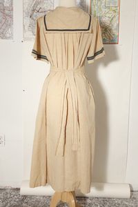 Vintage Edwardian Sailor Cotton Linen Day Dress with Sash