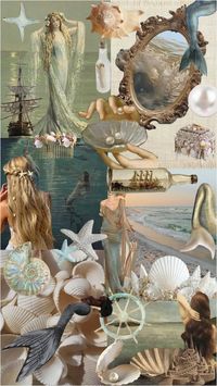 Mermaid core siren beach seashell aesthetic phone background wallpaper by Robin Snelders