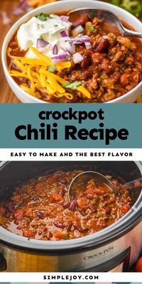 This Crockpot Chili recipe is a winner! Hearty and full of flavor, you will love coming home to this great dinner.