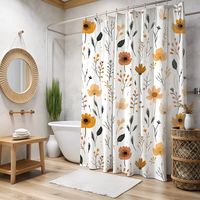 Boho Floral shower curtain adds an original touch to any bathroom.  Made with highly durable polyester, this curtain stays like new and is durable. Please note that while polyester offers adequate protection against water, a liner might be necessary for full waterproofness. *100% Polyester *One-sided print * 71x74  * Hooks not included Thank you for your purchase!