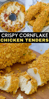 These easy Cornflake Chicken Tenders are juicy on the inside and crunchy on the outside! Crushed cereal and parmesan make the perfectly crispy coating on kid-friendly chicken tenderloins. It's the perfect chicken tenderloin recipe! Oven and air fryer instructions included.