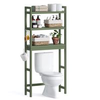 PRICES MAY VARY. 【3-TIER OVER-THE-TOILET STORAGE】Utilize your bathroom space to the fullest with this over-the-toilet shelf that boasts 3 shelves, 4 hooks, and a toilet paper holder. It keeps towels, tissues, or makeup easily accessible without occupying extra floor space 【ADJUSTABLE FOR THE PERFECT FIT】The middle shelf of this over-the-toilet organizer is adjustable to 3 heights to hold shampoos or flower pots for a touch of greenery; the bottom bar can be set either 3.7” or 6.5” away from the