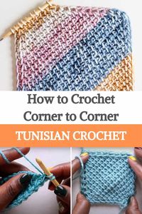 Flip Your Tunisian Crochet Project Around - Try Tunisian crochet corner-to-corner! This option is a fun way to reinvent the basics of Tunisian crochet - learn this technique with this step-by-step video tutorial and the written pattern below. Corner to corner, or C2C, crochet is a basic crochet technique. But did you know that you can also make corner by corner with Tunisian crochet? For this technique, start with a small number of stitches and gradually work your way up to the desired width...