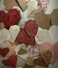 #hearts #vintage #aesthetic #origami #love #red