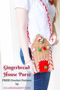 Looking for a sweet crochet accessory this holiday season? Look no further with this adorable crochet gingerbread house purse. This free crochet pattern is filled with photo and video tutorials to make an easy crochet project. #crochet #freepattern #gingerbread #purse #crochetaccessory #girlsbag #crochetproject #diy #kidsbag