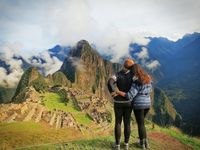 Bundled up at Machu Picchu in Peru.