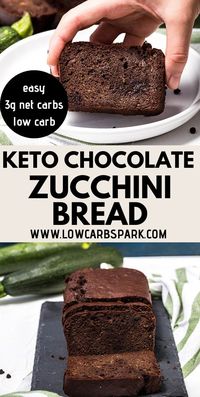 This Keto Chocolate Zucchini Bread is incredibly moist and fudgy! Made with almond flour, cocoa powder, and chocolate chips, it's a delicious sugar-free treat with only 3g net carbs per slice. Perfect for a healthier dessert on a keto diet.