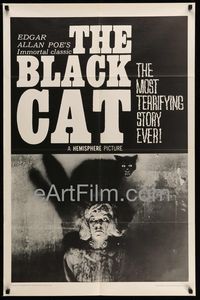 The Black Cat, Harold Hoffman's horror thriller based on the classic story by Edgar Allan Poe. Starring Robert Frost, Robyn Baker, Sadie French, Scotty McKay, and George R. Russell This is a 27x41 original US one sheet for The Black Cat. The poster is in very good condition but may have general signs of use and lengthy storage. Please review the photo here of the movie poster you are buying before you purchase. Our watermark is on the photograph only and not the poster. This poster was originall