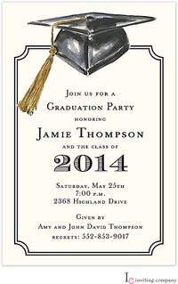 This Mortar Board Invitation is the perfect way to announce your party or special event in style. Personalize with your own special text, and use it for the party or event of your choice. Printed on cream cardstock and can come with square corners (included) or rounded corners (additional fee required).