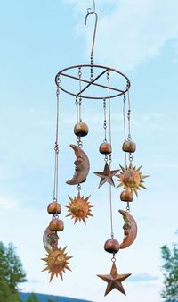 [zipedit] SUN MOON AND STARS CELESTIAL MOBILE  Description Nature Inspired Handcrafted Sun Moon And Stars Celestial Dangling Mobile Wind Catcher Unique Garden Décor That Moves With The Wind Flamed Copper Finish Over Steel Creates A Mix Of Multi-Shade Copper Patinas Great For Any Outdoor Garden, Yard Or Patio Area - Hang From A Tree Or Shepherd's Hook Created By Artisans Using Natural Materials And Eco-Friendly Principles Using Nature Inspired Designs That Add Character And Warmth To Your Home An