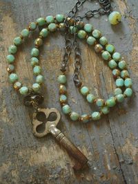 turquoise key pendant necklace