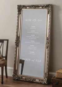 Let guests know the running order and timings of your wedding day. Come your big day, the personalised sign can be displayed at your venue's entrance on a lovely mirror, acrylic sheet, treated wood or glass. ITEM DETAILS > You can select a decal up the size of A1 or A2. > If you require a custom size, please get in touch. > Just peel and stick in place. > You can find application instruction in the listing photos. > We copy and paste ALL information, so make sure your note/message to us is corre