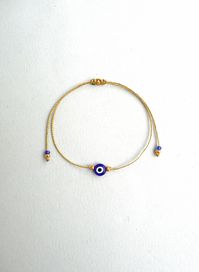 "Evil Eye Bracelet Gold beads Blue Evil Eye String Bracelet, Minimalist Lucky Bracelet Protection Greek jewelry Good luck gift Wish bracelet Lucky Rat Jewellery best selling Red string evil eye bracelet! -CHOOSING THE CORRECT SIZE- The bracelet in general is adjustable so it needs to be long enough to pass over someone's wrist. So approximately the wrist sizes are(excluding the cords hanging): Kids : 5 to 5.5\" teens: 5.5 to 6\" Women: 6 to 7\" Men: 7 to 8\" This simple yet beautifull bracelet i