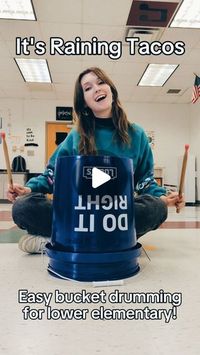 Bethany Johnson 🌈 on Instagram: "Need something really engaging for your kids? This song works like a charm across all grade levels! If you've been around for awhile, you may remember the routine I made for upper elementary back in 2020 (virtual school, phew 😷). This year is the first time I've tried bucket drumming with 2nd grade, and they needed something a little simpler. I taught this routine in one 40-minute class period and all of my 2nd graders were successful! If you'd like to see the more complicated version, check it out on my YouTube channel 🥰.  Btw, thanks @loweshomeimprovement for donating a class set of buckets to my classroom!!   #BucketDrumming #BucketDrums #KidsDrumming #DrumsForKids #ItsRainingTacos #Lowes #MusicIdeas"