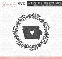 Iowa Wreath svg, Iowa state svg, Map, State, SVG, DxF, EpS, Quote SVG, Cut File, Cricut, Silhouette,