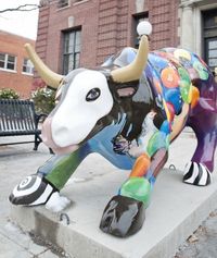 The Logan Downtown Alliance and USU Center for Persons for Disabilities are sponsoring public art in downtown Logan, Utah. Eight bulls have been installed around downtown, with two others around the valley. (Photo by Jennifer Meyers)