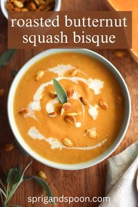 An easy, delicious, and healthy recipe for savory butternut squash soup. Vegan & Gluten-free.