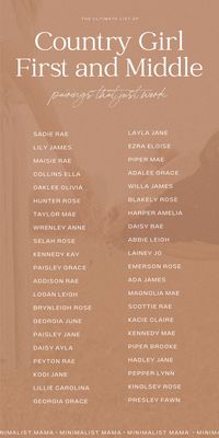 Looking for unique country girl names for your sweet southern baby girl? *This* is the ultimate baby names list of pretty rustic girl names, including first and middle name ideas and meanings!